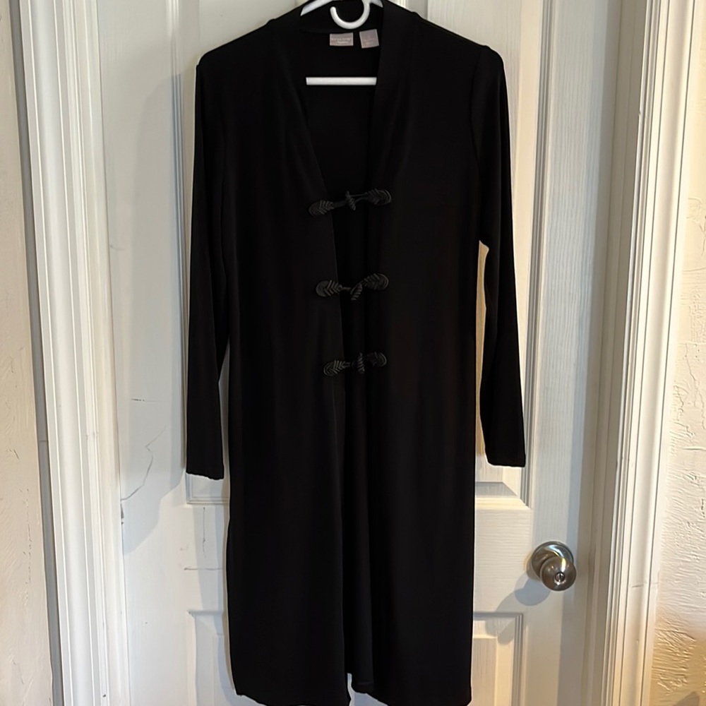 Chico’s travelers Long Duster Cardigan with toggle front closure